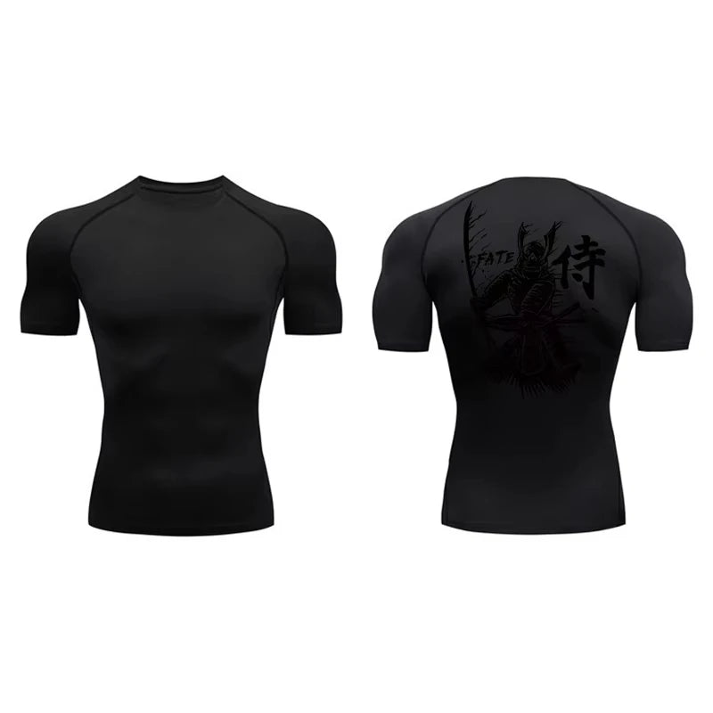 Dragon Print Short Sleeve Compression Shirts for Men Summer Athletic Quick Dry T-shirts Gym Workout Running Tees RL00200