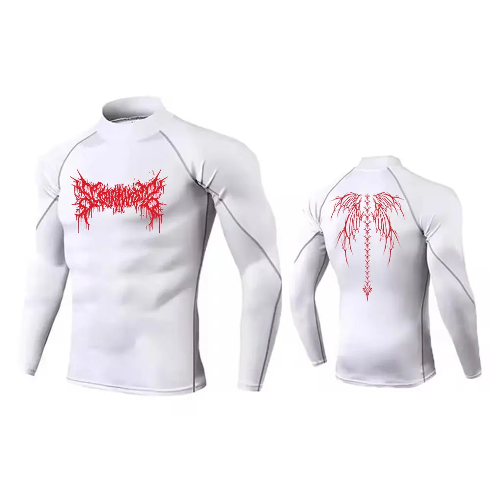 Y2K Men's Turtleneck Compression Shirt Quick Gym Fitness Dry Rash Guard Hight Neck Muscle Athletic Bodybuilding Shirts Summer