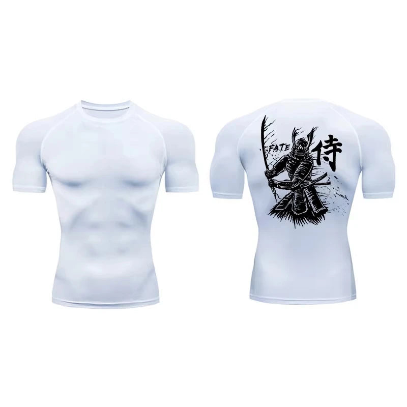 Dragon Print Short Sleeve Compression Shirts for Men Summer Athletic Quick Dry T-shirts Gym Workout Running Tees RL00200