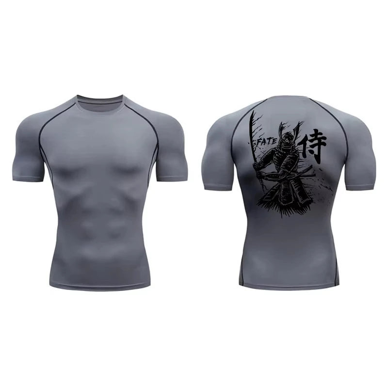 Dragon Print Short Sleeve Compression Shirts for Men Summer Athletic Quick Dry T-shirts Gym Workout Running Tees RL00200
