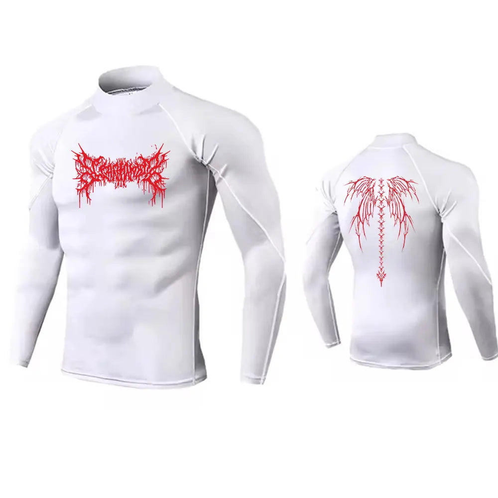 Y2K Men's Turtleneck Compression Shirt Quick Gym Fitness Dry Rash Guard Hight Neck Muscle Athletic Bodybuilding Shirts Summer