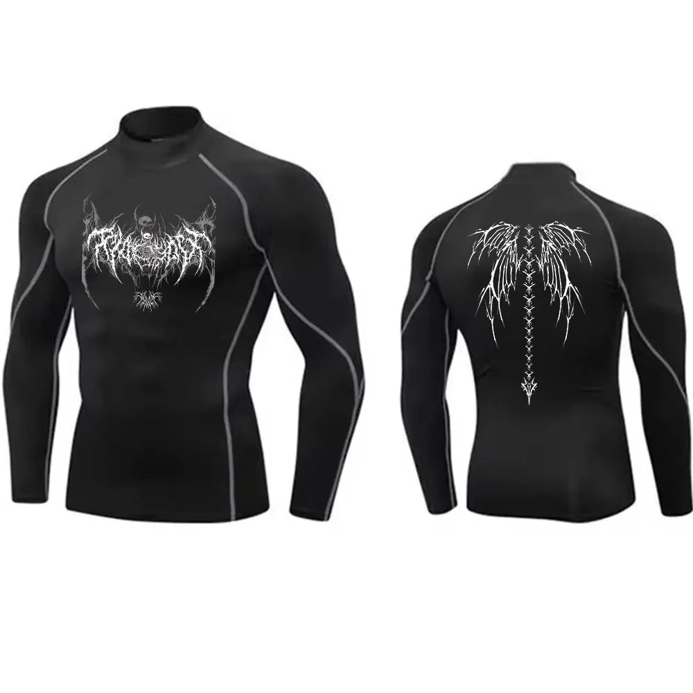 Y2K Men's Turtleneck Compression Shirt Quick Gym Fitness Dry Rash Guard Hight Neck Muscle Athletic Bodybuilding Shirts Summer
