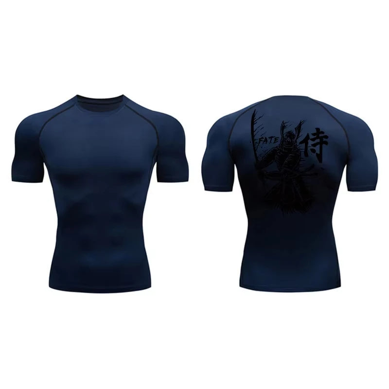 Dragon Print Short Sleeve Compression Shirts for Men Summer Athletic Quick Dry T-shirts Gym Workout Running Tees RL00200